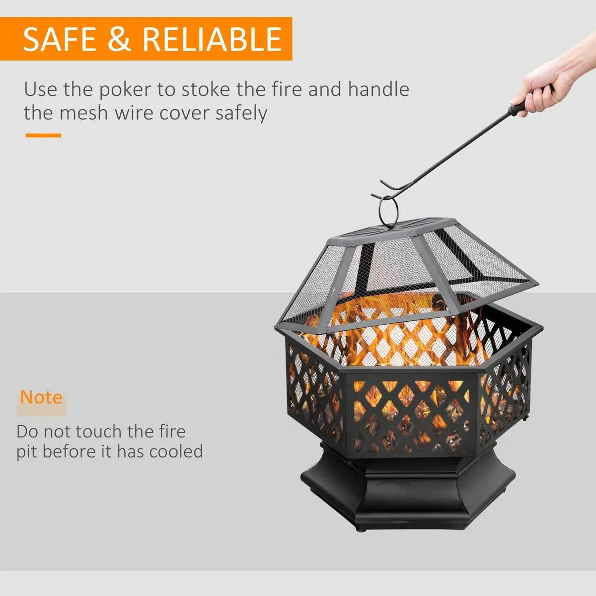 Fire Pit Wood Burning Firebowl, Portable, Bronze with Screen Cover and Poker for Patio Backyard