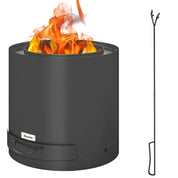 Fire Pit Wood-burning Metal with Fire Poker, Black
