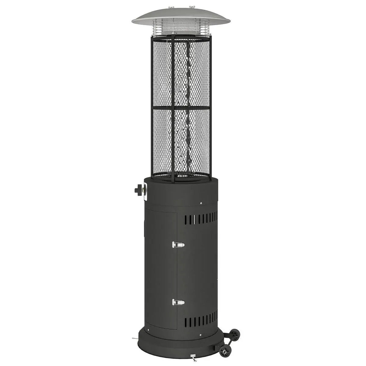 Freestanding Gas Patio Heater 11kW Adjustable Outdoor Garden Propane Heater Tip-Over Switch Wheels Pulse Ignition Black