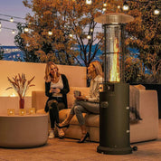 Freestanding Gas Patio Heater 11kW Adjustable Outdoor Garden Propane Heater Tip-Over Switch Wheels Pulse Ignition Black