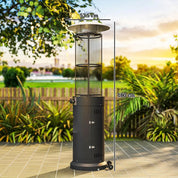 Freestanding Gas Patio Heater 11kW Adjustable Outdoor Garden Propane Heater Tip-Over Switch Wheels Pulse Ignition Black