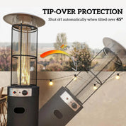 Freestanding Gas Patio Heater 11kW Adjustable Outdoor Garden Propane Heater Tip-Over Switch Wheels Pulse Ignition Black