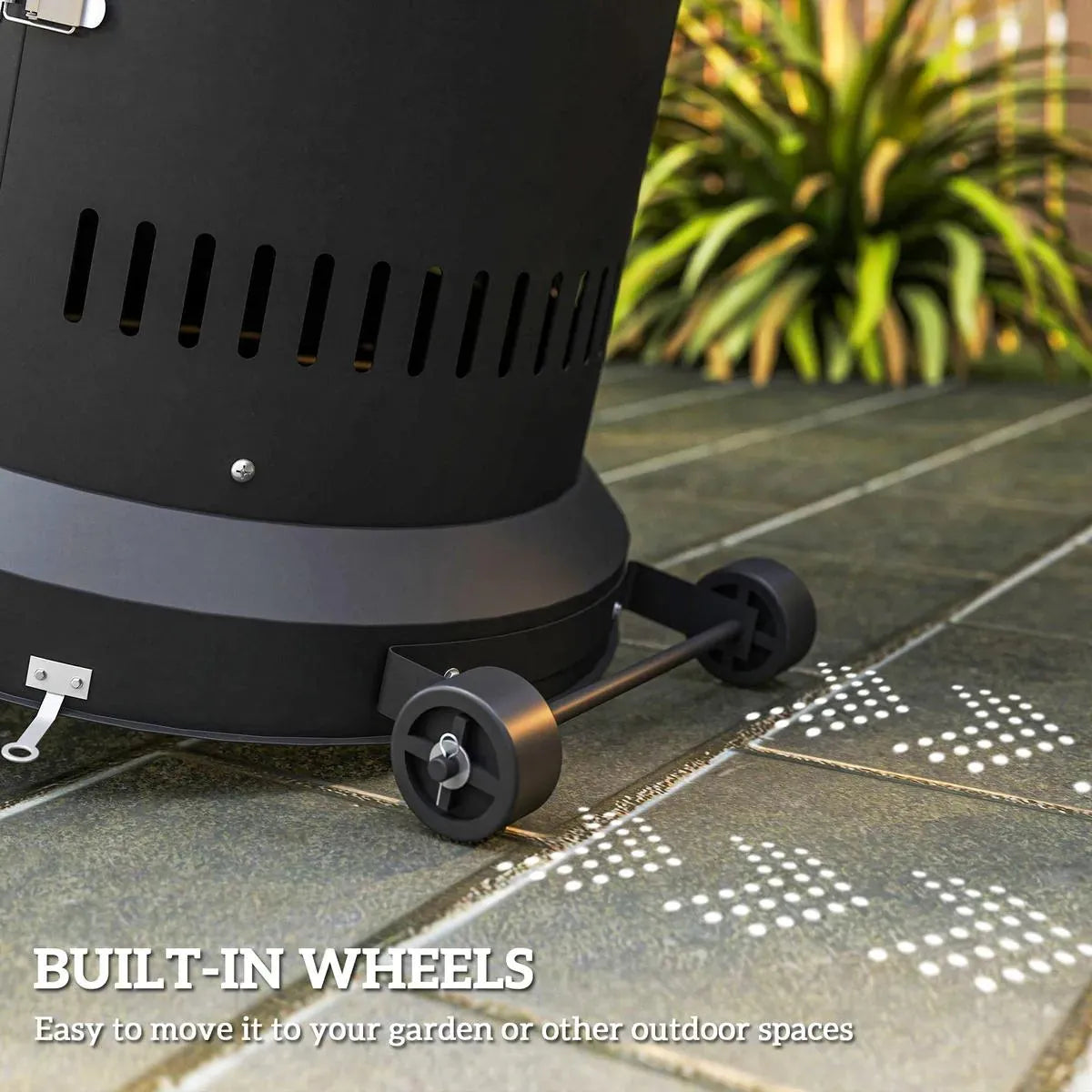 Freestanding Gas Patio Heater 11kW Adjustable Outdoor Garden Propane Heater Tip-Over Switch Wheels Pulse Ignition Black