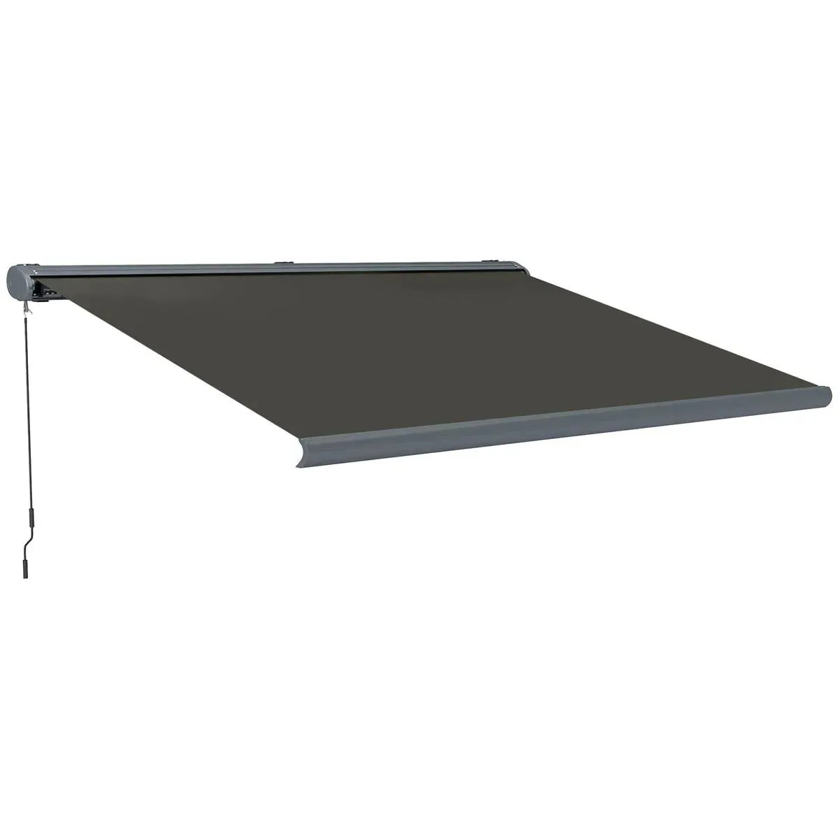 Full Cassette Electric Awning 4x3m Dark Grey with Remote Controller Aluminium Frame DIY Retractable Garden Awning UPF50+ Sun Shade Canopy Deck Door Window
