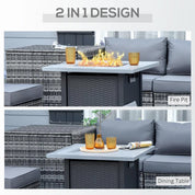 Gas Fire Pit Table, 40,000 BTU, 71×71cm, Black / Grey