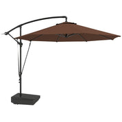 Garden Cantilever Parasol 3m with Fillable Base up to 90kg Wind Strap Cover Round Banana Hanging Umbrella Crank Tilt UPF50+, Brown