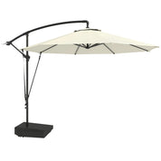 Garden Cantilever Parasol 3m with Fillable Base up to 90kg Wind Strap Cover Round Banana Hanging Umbrella Crank Tilt UPF50+, Cream