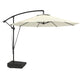 Garden Cantilever Parasol 3m with Fillable Base up to 90kg Wind Strap Cover Round Banana Hanging Umbrella Crank Tilt UPF50+, Cream