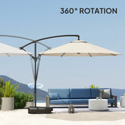 Garden Cantilever Parasol 3m with Fillable Base up to 90kg Wind Strap Cover Round Banana Hanging Umbrella Crank Tilt UPF50+, Cream