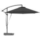 Garden Cantilever Parasol 3m with Fillable Base up to 90kg Wind Strap Cover Round Banana Hanging Umbrella Crank Tilt UPF50+, Grey