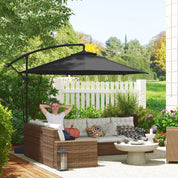 Garden Cantilever Parasol 3m with Fillable Base up to 90kg Wind Strap Cover Round Banana Hanging Umbrella Crank Tilt UPF50+, Grey
