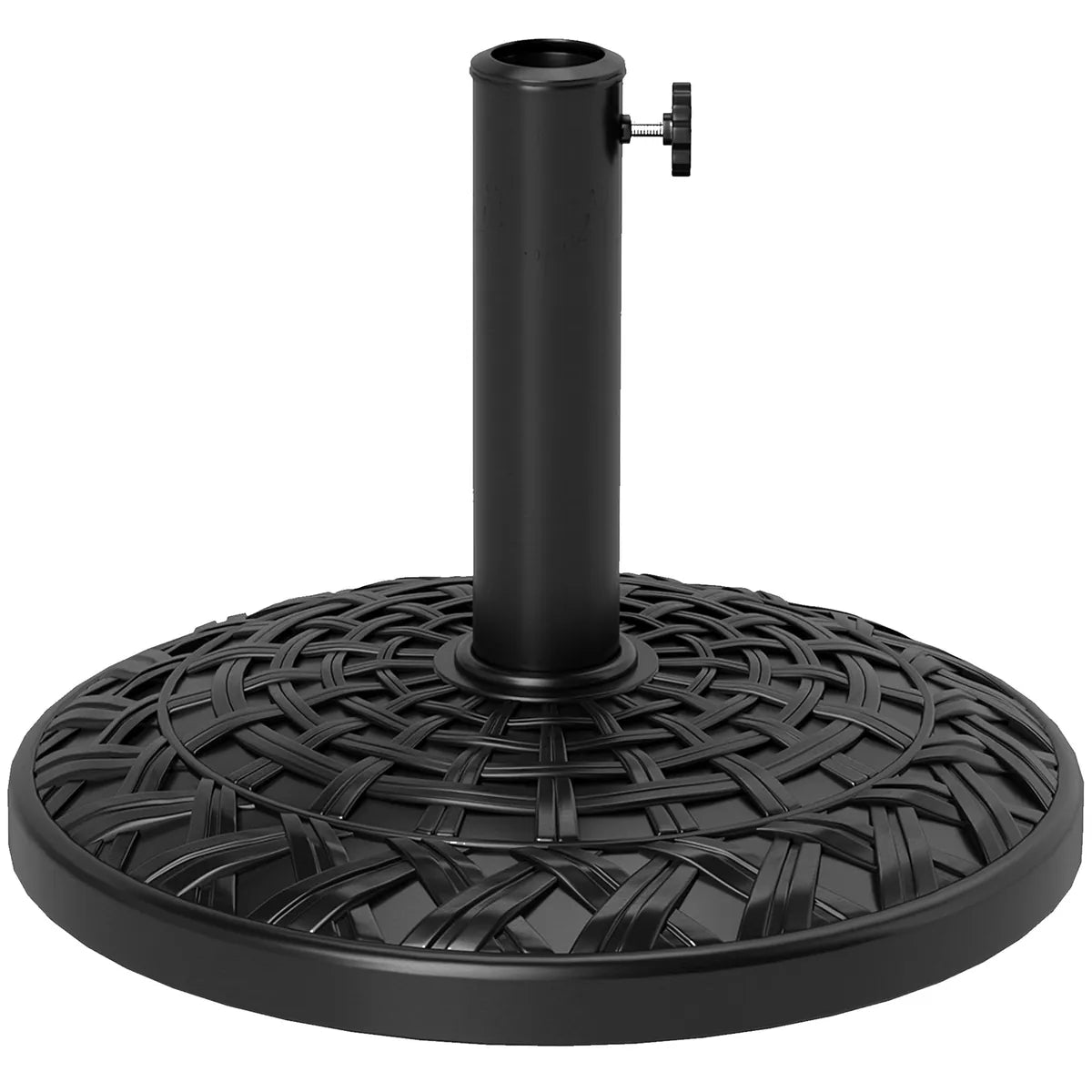 Garden Parasol Base 12kg Round Resin Heavy Duty Outdoor Umbrella Stand for 38mm or 48mm Poles, Black