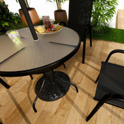 Garden Parasol Base 12kg Round Resin Heavy Duty Outdoor Umbrella Stand for 38mm or 48mm Poles, Black