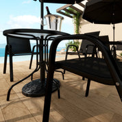Garden Parasol Base 12kg Round Resin Heavy Duty Outdoor Umbrella Stand for 38mm or 48mm Poles, Black
