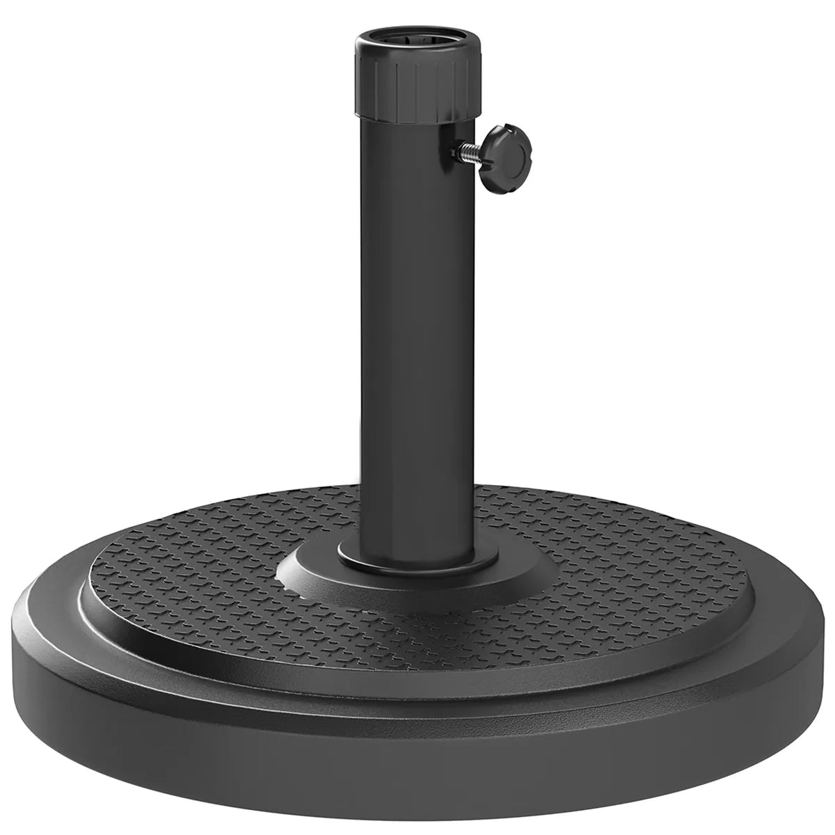 Garden Parasol Base 22kg Round HDPE Sun Umbrella Stand Heavy Duty for 38mm or 48mm Outdoor Poles, Black