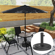 Garden Parasol Base 22kg Round HDPE Sun Umbrella Stand Heavy Duty for 38mm or 48mm Outdoor Poles, Black