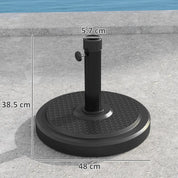 Garden Parasol Base 22kg Round HDPE Sun Umbrella Stand Heavy Duty for 38mm or 48mm Outdoor Poles, Black