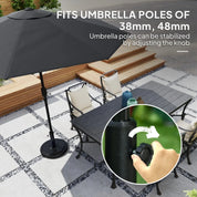Garden Parasol Base 22kg Round HDPE Sun Umbrella Stand Heavy Duty for 38mm or 48mm Outdoor Poles, Black