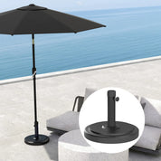 Garden Parasol Base 22kg Round HDPE Sun Umbrella Stand Heavy Duty for 38mm or 48mm Outdoor Poles, Black