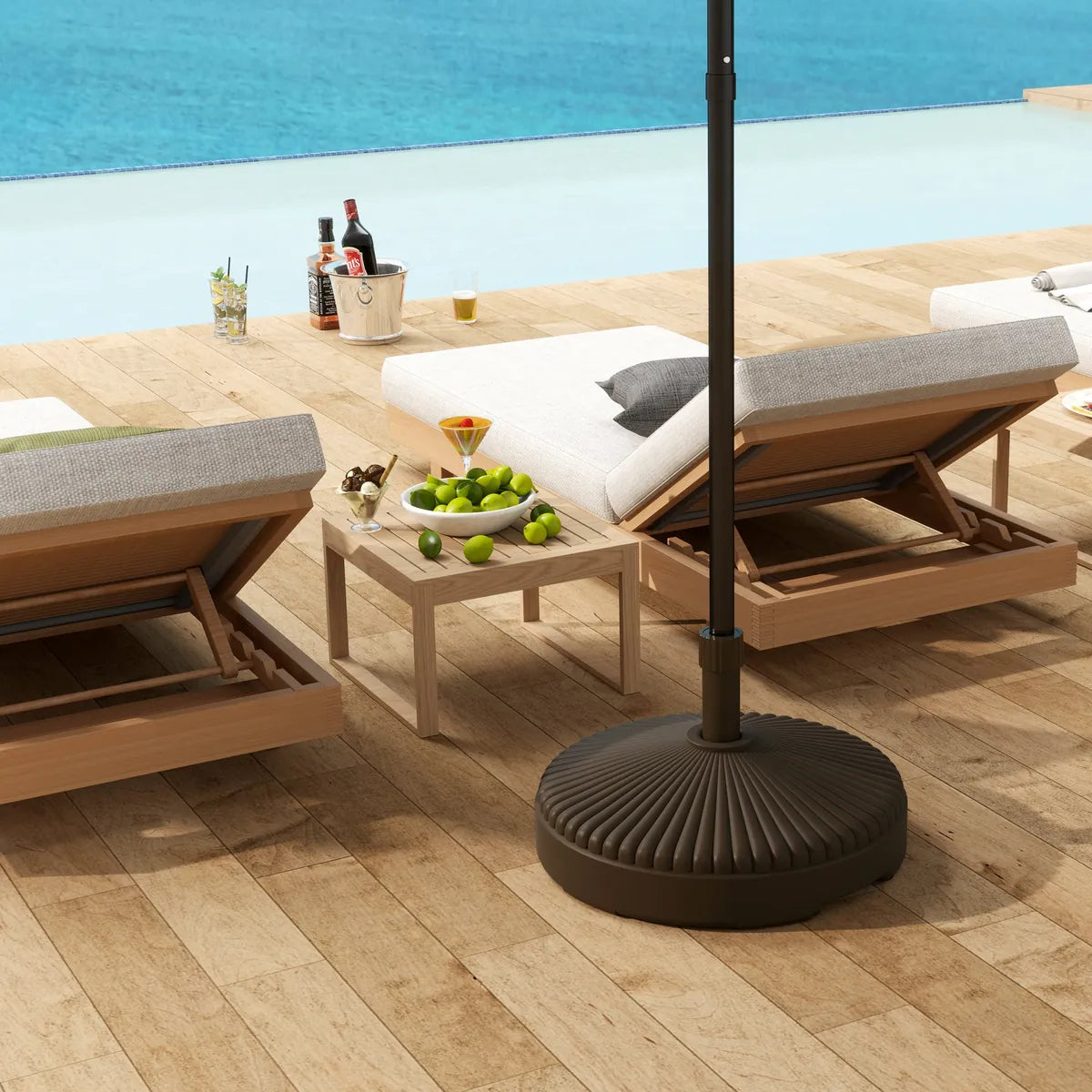 Garden Parasol Base Holder 28kg Sand Filled 23kg Water Filled Outdoor Umbrella Stand Weight, Brown