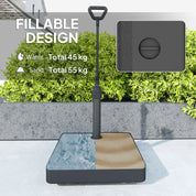 Garden Parasol Base with Adjustable Wheels Handle Filled Up to 55kg with Stand or 45kg with Water for 35mm 38mm 48mm Poles, Black