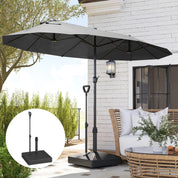 Garden Parasol Base with Adjustable Wheels Handle Filled Up to 55kg with Stand or 45kg with Water for 35mm 38mm 48mm Poles, Black