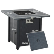 Gas Fire Pit Table, 40,000 BTU, 71×71cm, Black / Dark Grey