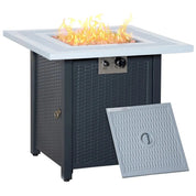 Gas Fire Pit Table, 40,000 BTU, 71×71cm, Black / Grey