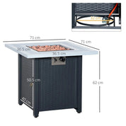 Gas Fire Pit Table, 40,000 BTU, 71×71cm, Black / Grey