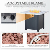 Gas Fire Pit Table, 40,000 BTU, 71×71cm, Black / Grey