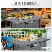 Gas Fire Pit Table, 50,000 BTU, 107×51×63cm, Silver Grey, Smokeless with Protective Cover, Lava Rocks and Lid for Outdoor Patio