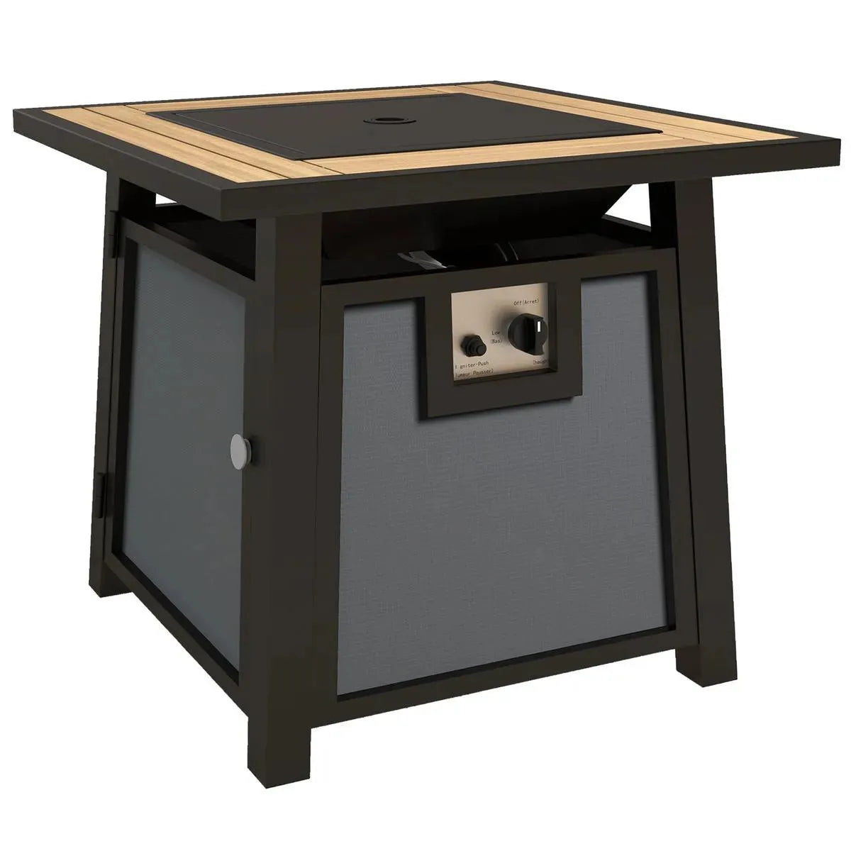 Gas Fire Pit Table, 50,000 BTU, 71×71cm, Grey with Cover