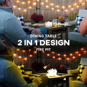 Gas Fire Pit Table, 50,000 BTU, 71×71cm, Grey with Cover