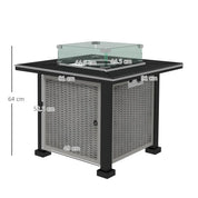 Gas Fire Pit Table, 50,000 BTU, 81×81cm, Grey