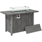 Gas Fire Pit Table, 50,000 BTU, Dark Grey with Cover and Glass Screen