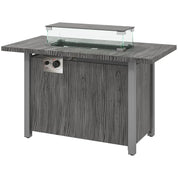 Gas Fire Pit Table, 50,000 BTU, Dark Grey with Cover and Glass Screen