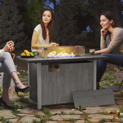 Gas Fire Pit Table, 50,000 BTU, Dark Grey with Cover and Glass Screen