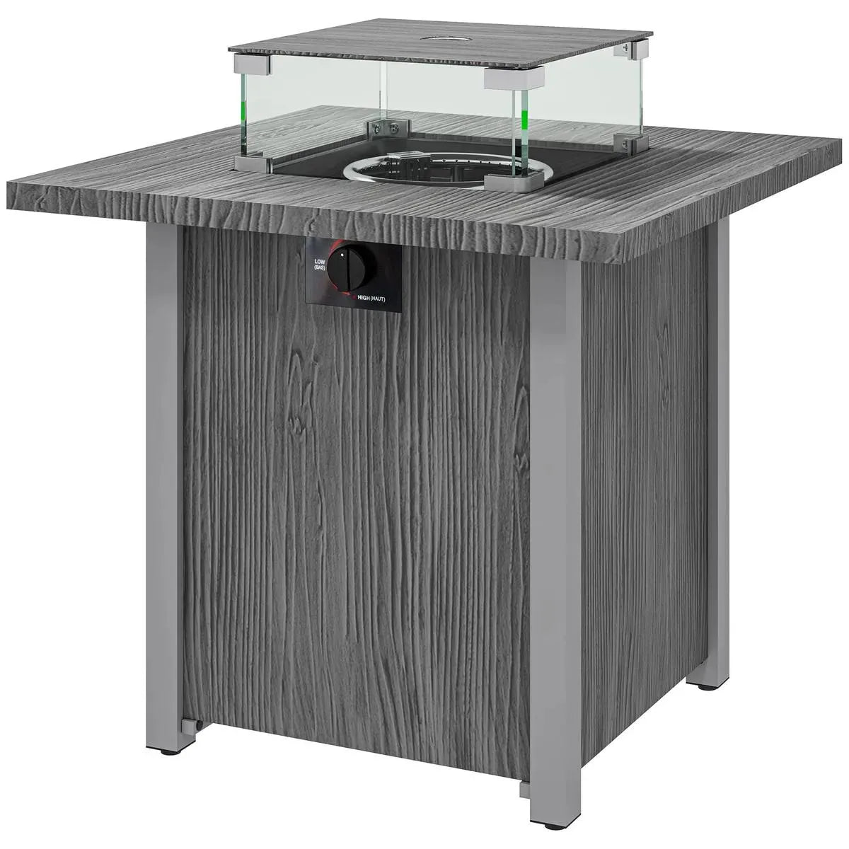 Gas Fire Pit Table, 50,000 BTU, Dark Grey with Cover