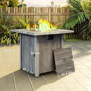 Gas Fire Pit Table, 50,000 BTU, Dark Grey with Cover