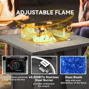 Gas Fire Pit Table, 50,000 BTU, Dark Grey with Cover