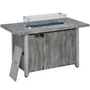 Gas Fire Pit Table, 50,000 BTU, Grey with Cover and Glass Screen