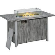 Gas Fire Pit Table, 50,000 BTU, Grey with Cover and Glass Screen