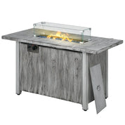 Gas Fire Pit Table, 50,000 BTU, Grey with Cover and Glass Screen