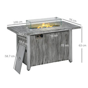Gas Fire Pit Table, 50,000 BTU, Grey with Cover and Glass Screen