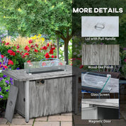 Gas Fire Pit Table, 50,000 BTU, Grey with Cover and Glass Screen