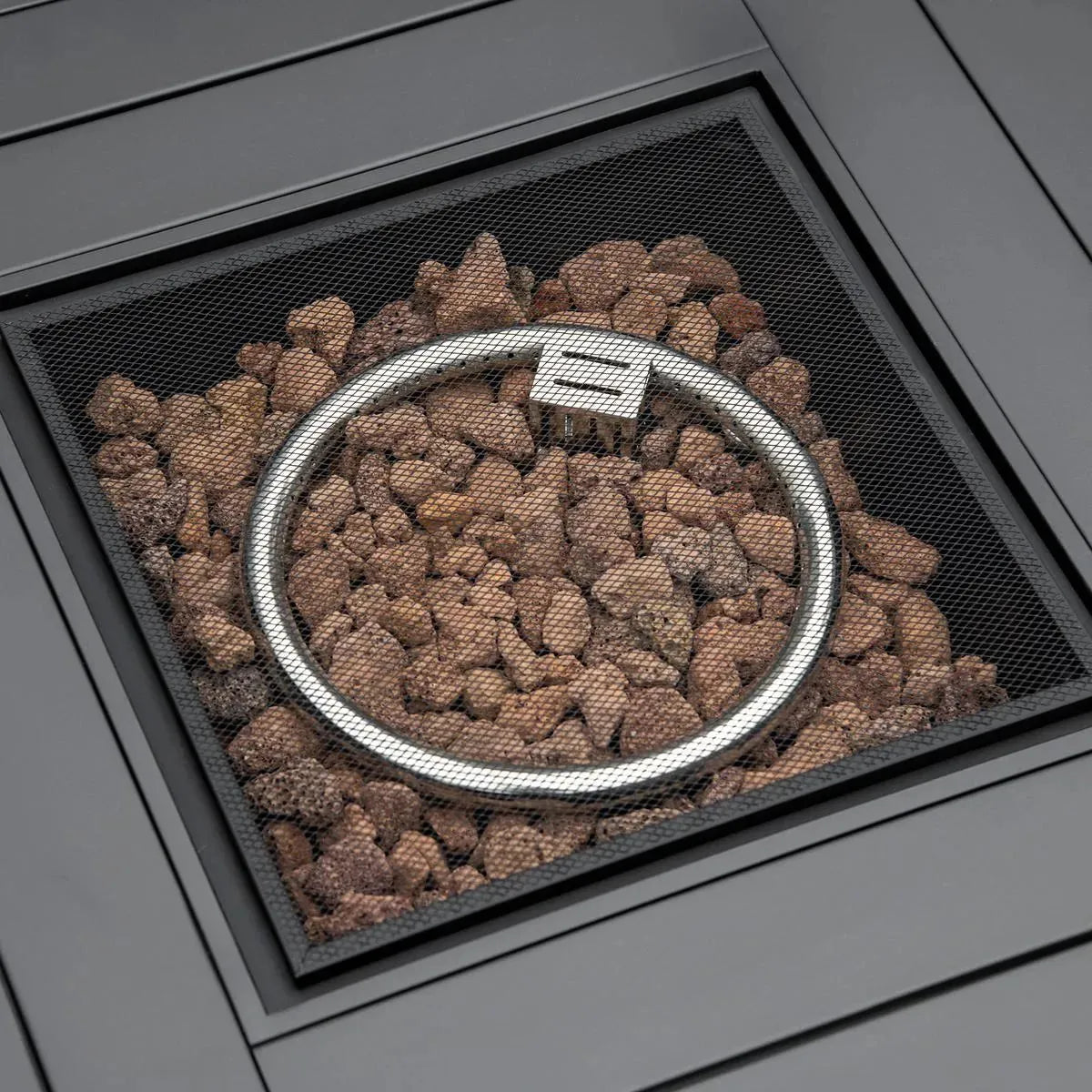 Gas Fire Pit Table Patio Square PE Rattan, 40,000 BTU, Mixed Grey with Rain Cover, Mesh Lid and Lava Stone