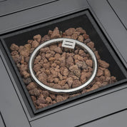 Gas Fire Pit Table Patio Square PE Rattan, 40,000 BTU, Mixed Grey with Rain Cover, Mesh Lid and Lava Stone