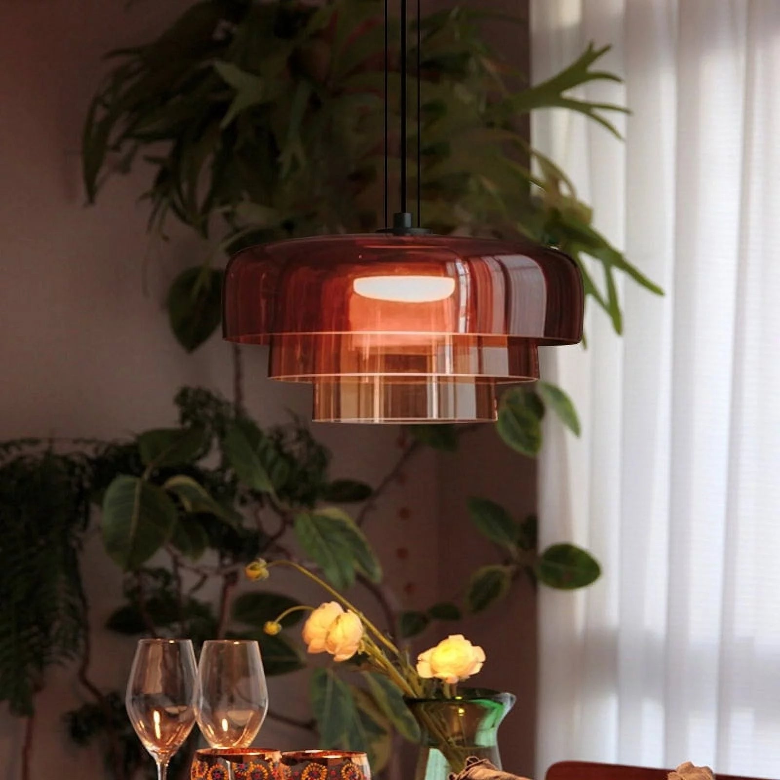Pendant Light Glass Grey - TELUMX | Warm Ambiance