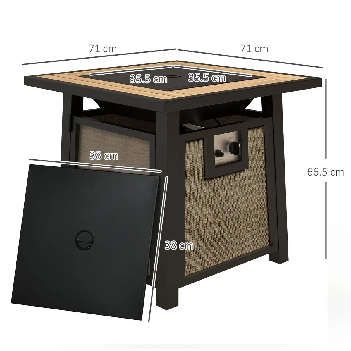 Gas Fire Pit Table, 50,000 BTU, Brown with Cover and Glass Beads