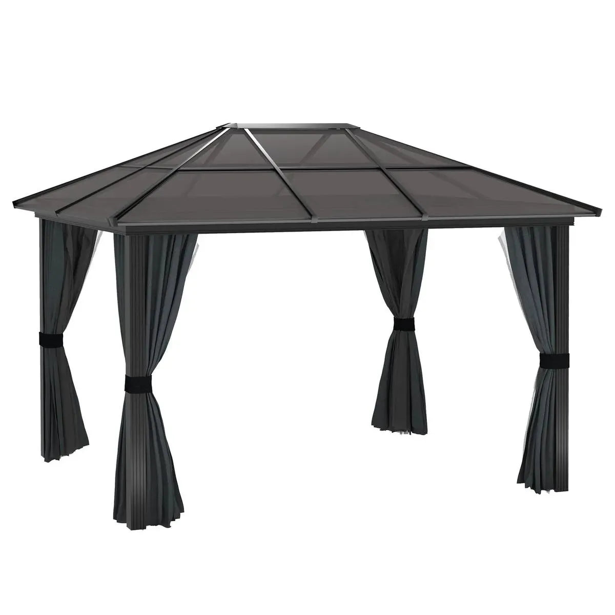 Octagonal Garden Gazebo, 8-Sided, 6.8×5 m, White Heavy Duty Metal Frame Outdoor Marquee Party & Wedding Canopy